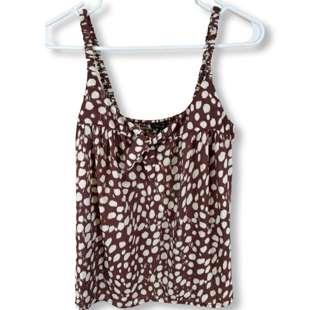 Papermoon Brown and White Spotted Sleeveless Blouse